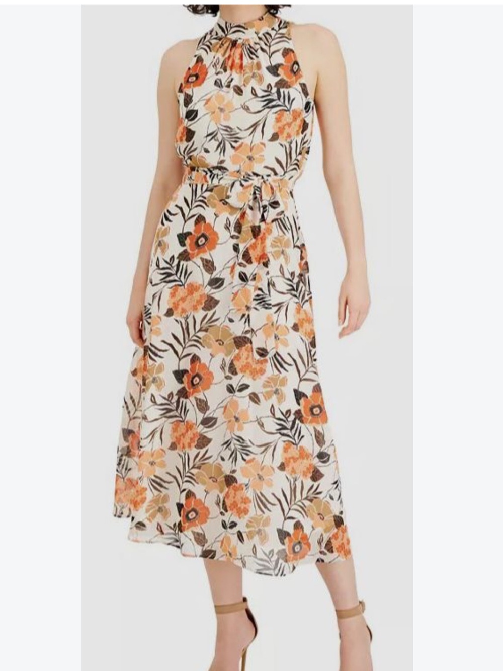Anne Klein Floral Halter Maxi Dress